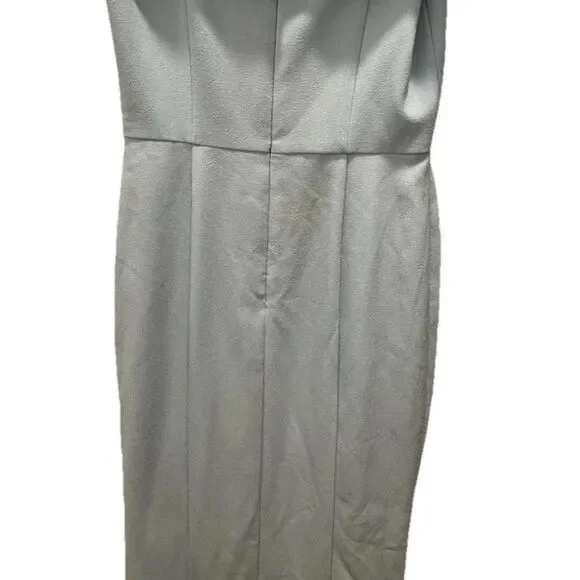 Vince Camuto Sheath Dress 4 Light Blue Off Shoulder V-Notch Midi Crepe $148 - Picture 3 of 5